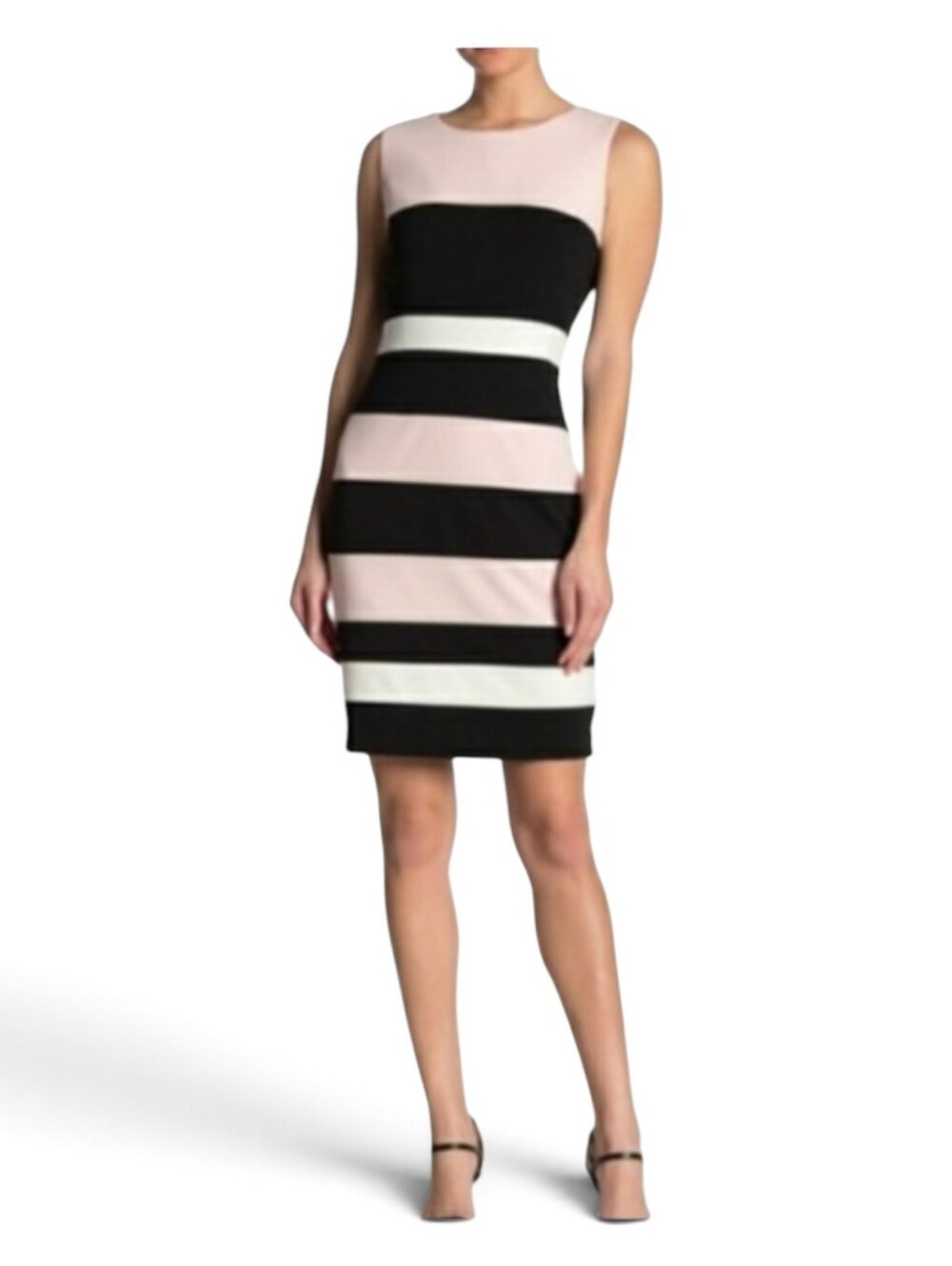Tommy Hilfiger Pink and Black Striped Sheath Dress